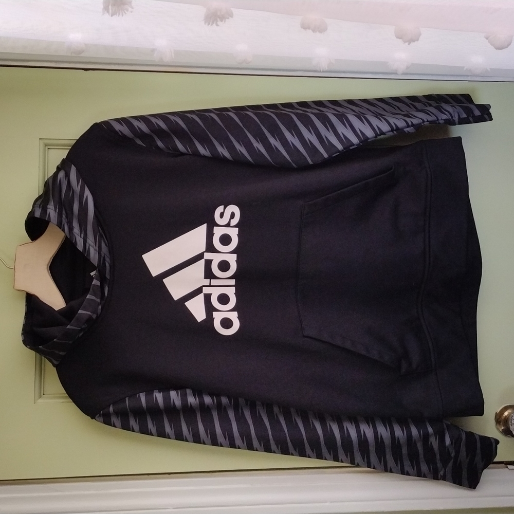 Women's Adidas grey black Boys Medium performance fabric hoodie